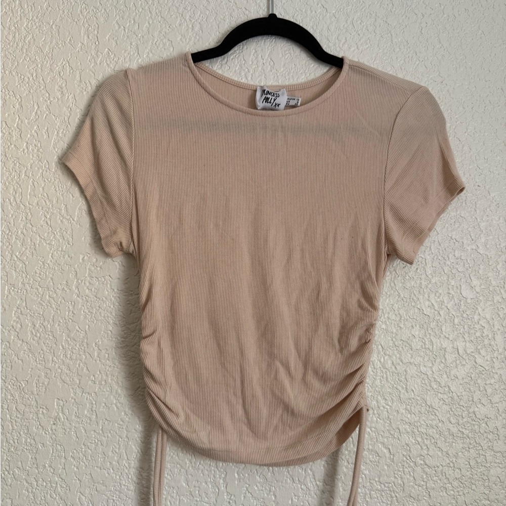 Princess Polly Tan Ruched Short Sleeve Tee